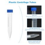 10ML Plastic Centrifuge Tubes with Screw Caps - 100 Pcs
