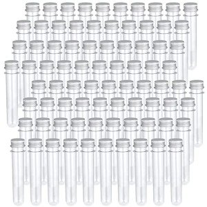 80 Pack Clear Plastic Test Tubes with Caps