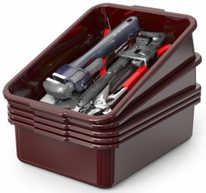 5-Pack Wine Red Plastic Bus Tubs with Handles