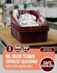 5-Pack Wine Red Plastic Bus Tubs with Handles