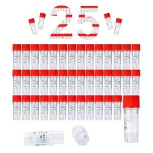 25 Pcs Cryogenic Vials with Red Caps