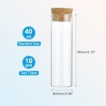 40ml Clear Glass Test Tubes with Cork Stopper - 10pcs