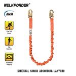 6-Foot Shock Absorbing Safety Lanyard with Hooks