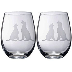 Set of 2 Labrador Dog Wine Glasses