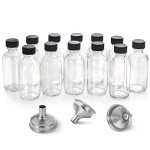 12 Pack 2 oz Clear Glass Bottles with Funnels