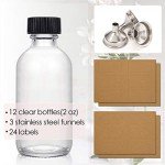 12 Pack 2 oz Clear Glass Bottles with Funnels