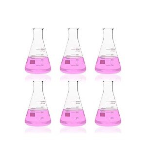 6-Pack 500ml Glass Erlenmeyer Flasks with Graduation