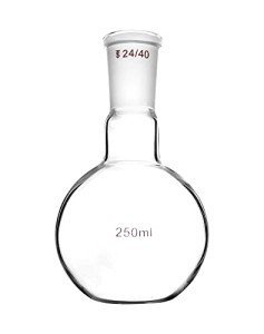 QWORK 250ml Flat Bottom Boiling Flask, 24/40 Joint