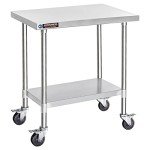 Stainless Steel Prep Table with Wheels - 30"x36