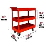 Heavy Duty 3-Tier Steel Rolling Cart - 400lbs Capacity