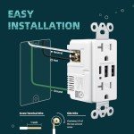 TOPELER Dual USB Charger Wall Outlet - 2 Pack