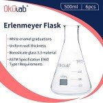 Set of 6 Borosilicate Conical Flasks, 500 mL