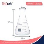 Set of 6 Borosilicate Conical Flasks, 500 mL
