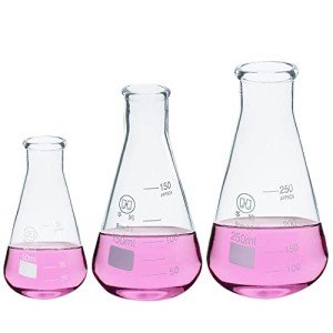 Erlenmeyer Flask Set - 3 Glass Beakers