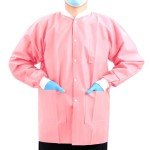 10 Pack Pink Disposable Lab Jackets - Small