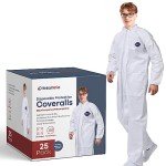 Hazmat Suits 25-Pack, Large, Disposable Coveralls