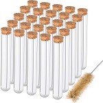 25 Clear Plastic Test Tubes with Cork Stoppers