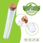 25 Clear Plastic Test Tubes with Cork Stoppers