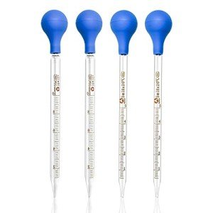 4-Pack Graduated Glass Pipettes with Rubber Caps