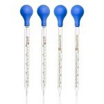 4-Pack Graduated Glass Pipettes with Rubber Caps