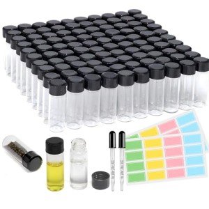 100 Pack Clear Glass Vials with Screw Caps