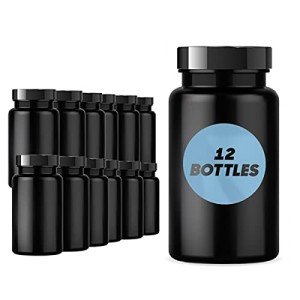 Dark Amber Plastic Pill Bottles - 12 Pack