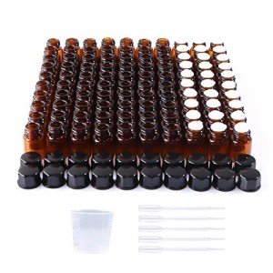 100 Pack Amber Glass Sample Bottles with Caps