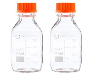 IVYX Scientific Round Borosilicate Media Bottles - 500 mL (2 Pack)