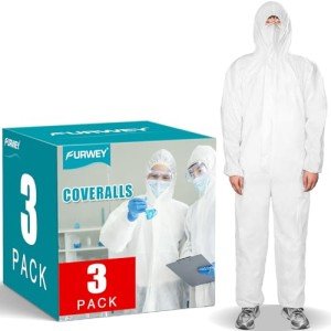 FURWEY Disposable Hazmat Suits - 3 Pack