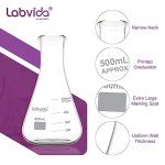 Labvida 500ml Narrow Mouth Glass Erlenmeyer Flasks