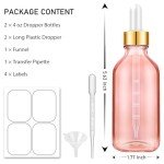 4 oz Pink Dropper Bottles with Labels - 2 Pack
