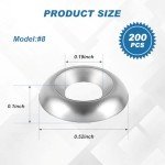 200 Qty #8 Stainless Steel Countersunk Washers