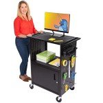 Stellar AV Cart with Locking Cabinet and Pegboard
