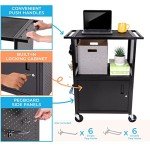 Stellar AV Cart with Locking Cabinet and Pegboard