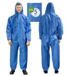 Blue Disposable Coveralls with Hood - Pack of 5