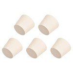 White Tapered Rubber Lab Tube Stoppers, 5 Pack