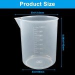 Waziaqoc 3-Pack 1000ml Plastic Graduated Beakers