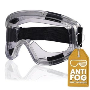 TECBACK Charcoal Anti-Fog Safety Goggles - Over Glasses