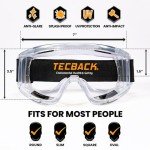 TECBACK Charcoal Anti-Fog Safety Goggles - Over Glasses