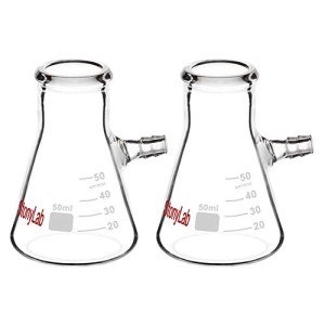 StonyLab 50ml Borosilicate Glass Filtering Flask - 2 Pack