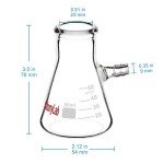 StonyLab 50ml Borosilicate Glass Filtering Flask - 2 Pack