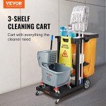 Heavy-Duty 3-Shelf Janitorial Cleaning Cart