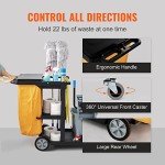 Heavy-Duty 3-Shelf Janitorial Cleaning Cart