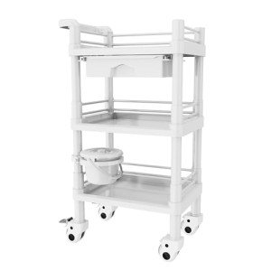 Mobile 3-Tier Utility Cart with Drawer and Bin