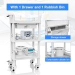 Mobile 3-Tier Utility Cart with Drawer and Bin