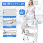 Mobile 3-Tier Utility Cart with Drawer and Bin