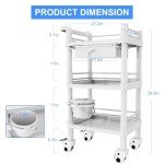 Mobile 3-Tier Utility Cart with Drawer and Bin