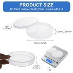60 Pack Sterile Plastic Petri Dishes, 90mm