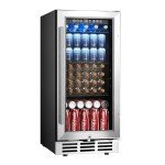 15-Inch Under Counter Beverage Refrigerator with Glass Door