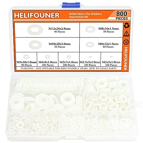 800-Piece Nylon Flat Washer Assortment Kit